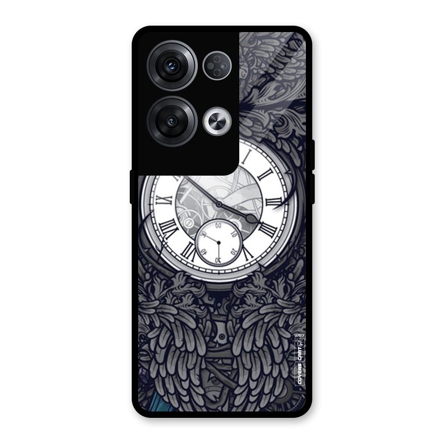 Artsy Wall Clock Glass Back Case for Oppo Reno8 Pro 5G