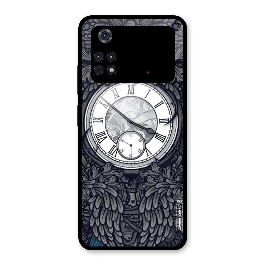 Artsy Wall Clock Glass Back Case for Poco M4 Pro 4G