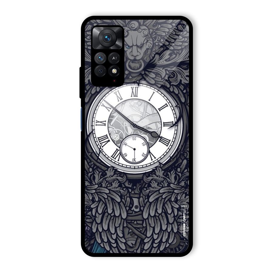 Artsy Wall Clock Glass Back Case for Redmi Note 11 Pro