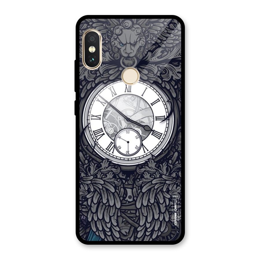 Artsy Wall Clock Glass Back Case for Redmi Note 5 Pro
