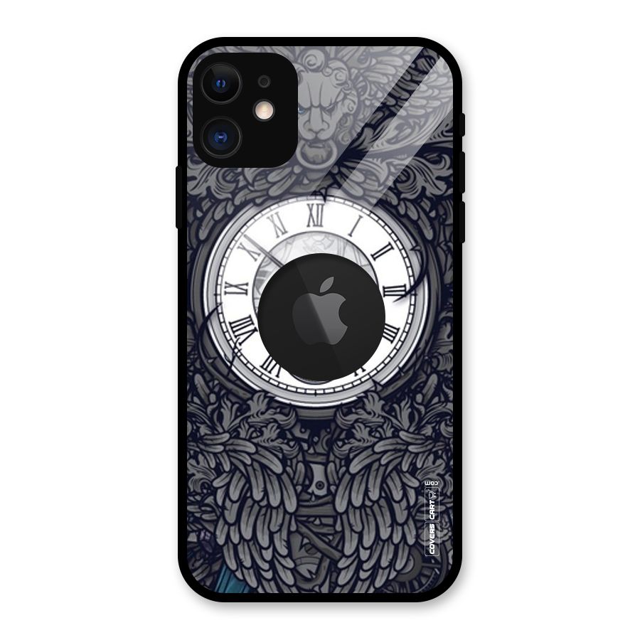 Artsy Wall Clock Glass Back Case for iPhone 11 Logo Cut