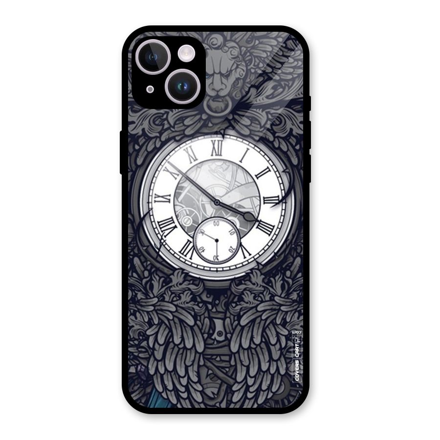 Artsy Wall Clock Glass Back Case for iPhone 14 Plus