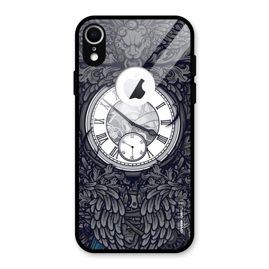 Artsy Wall Clock Glass Back Case for iPhone XR Logo Cut
