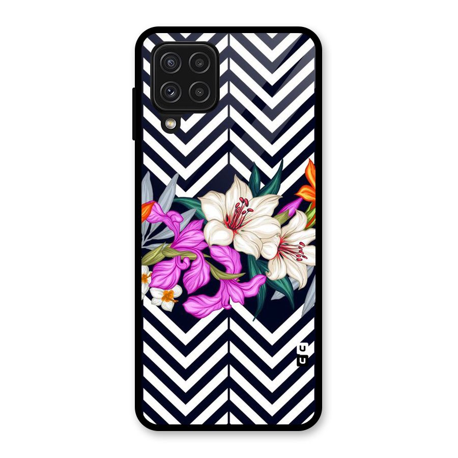 Artsy ZigZag Floral Glass Back Case for Galaxy A22 4G