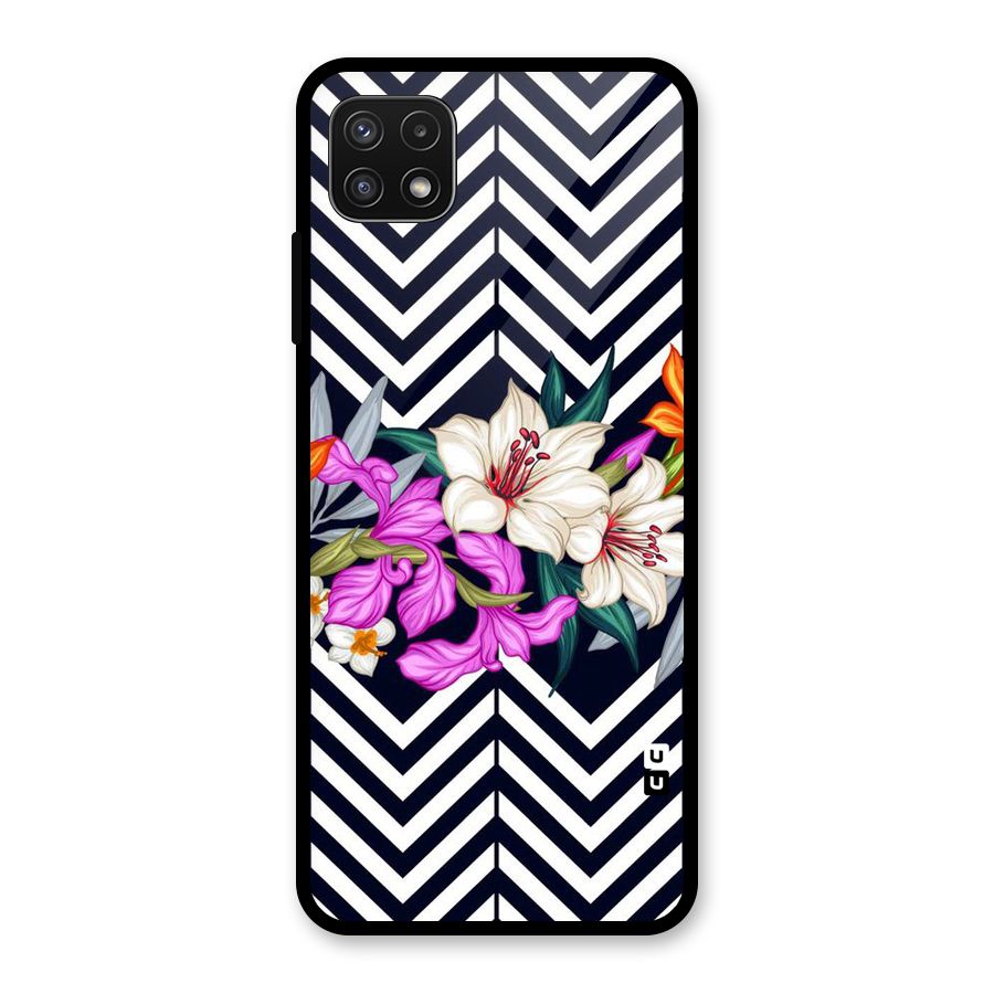 Artsy ZigZag Floral Glass Back Case for Galaxy A22 5G