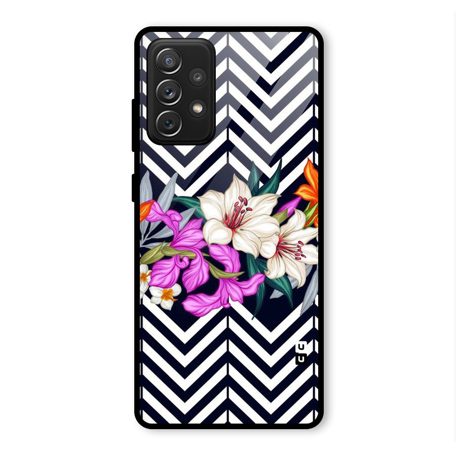 Artsy ZigZag Floral Glass Back Case for Galaxy A72