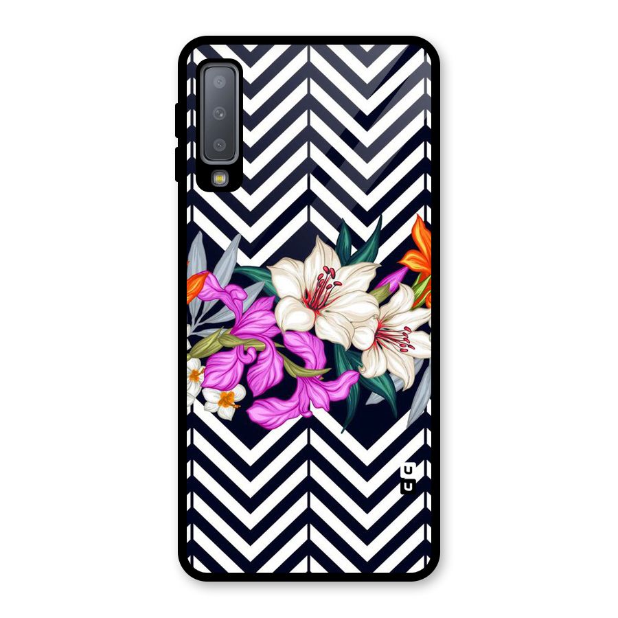 Artsy ZigZag Floral Glass Back Case for Galaxy A7 (2018)