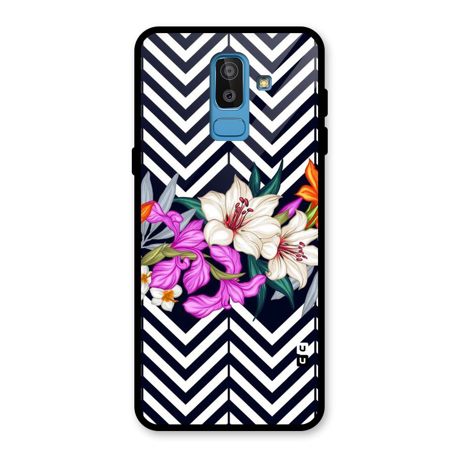 Artsy ZigZag Floral Glass Back Case for Galaxy J8
