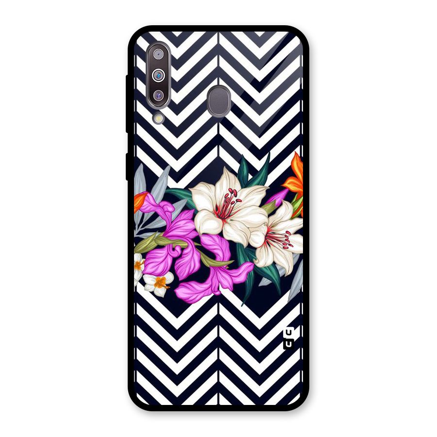 Artsy ZigZag Floral Glass Back Case for Galaxy M30