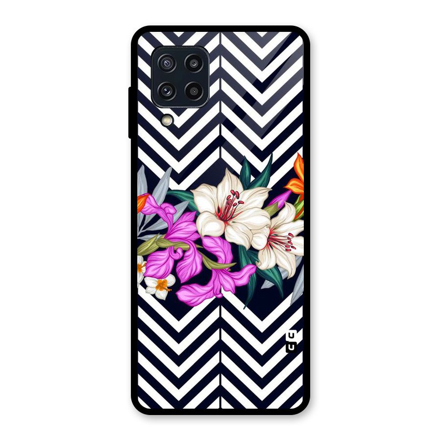 Artsy ZigZag Floral Glass Back Case for Galaxy M32
