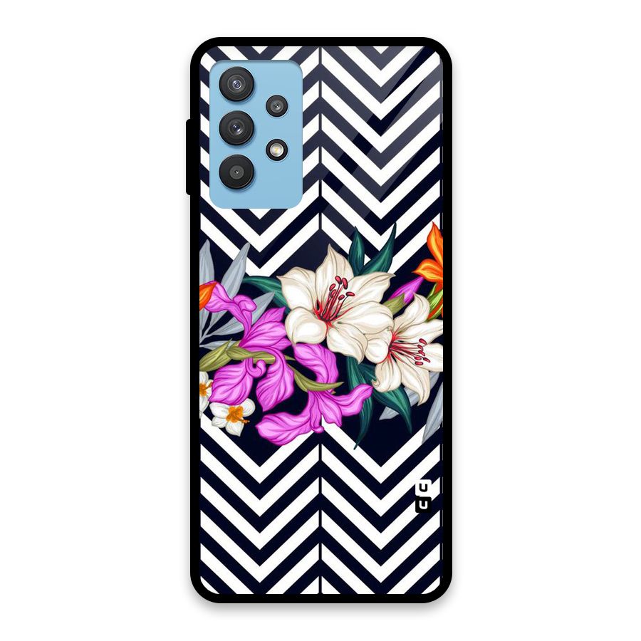Artsy ZigZag Floral Glass Back Case for Galaxy M32 5G