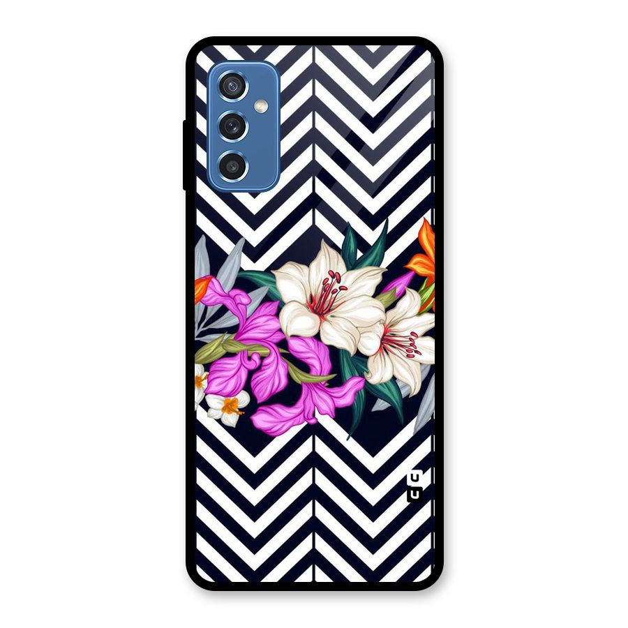 Artsy ZigZag Floral Glass Back Case for Galaxy M52 5G