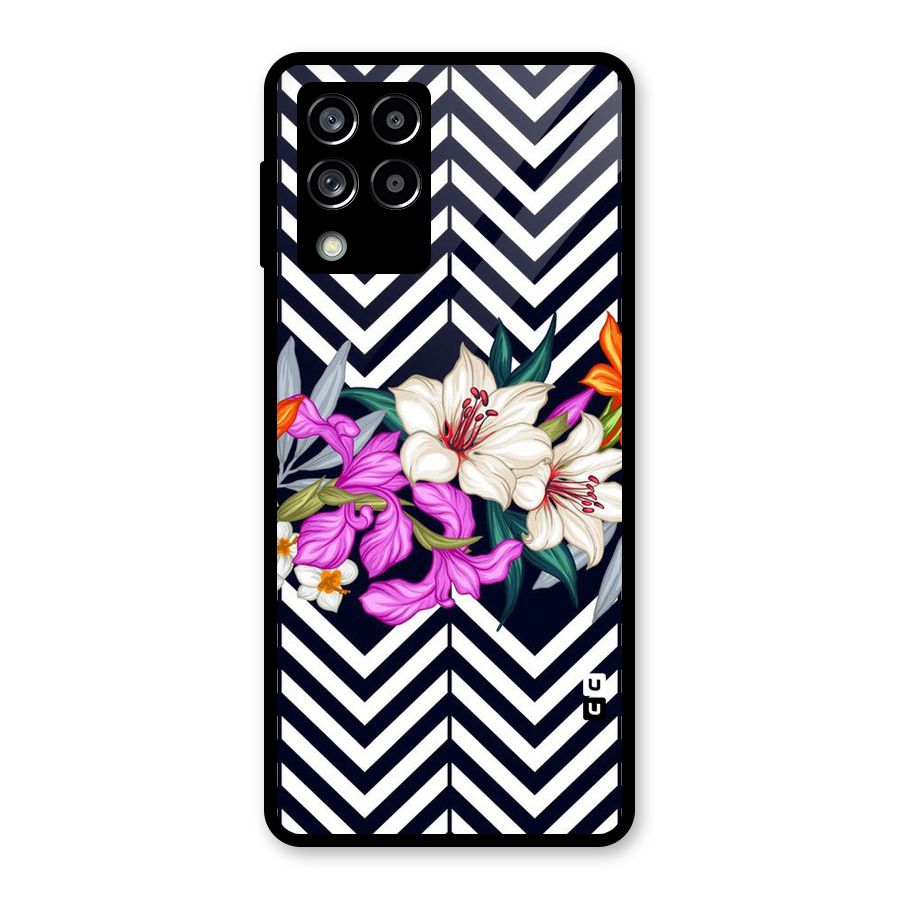 Artsy ZigZag Floral Glass Back Case for Galaxy M53 5G