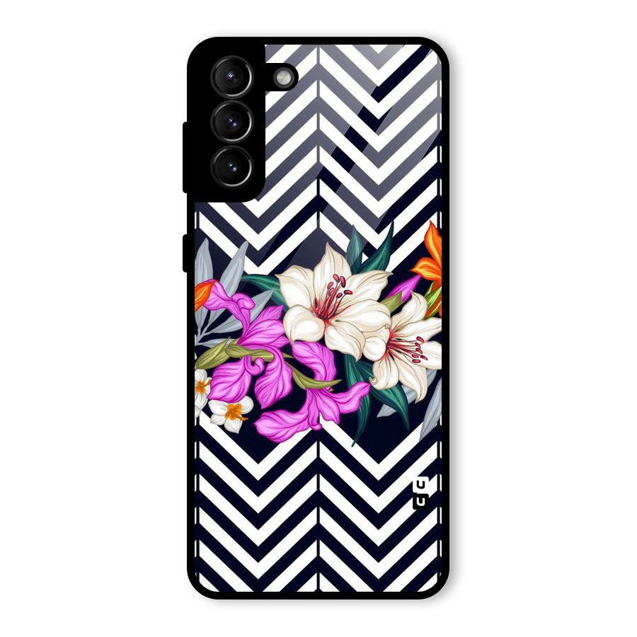 Artsy ZigZag Floral Glass Back Case for Galaxy S21 Plus
