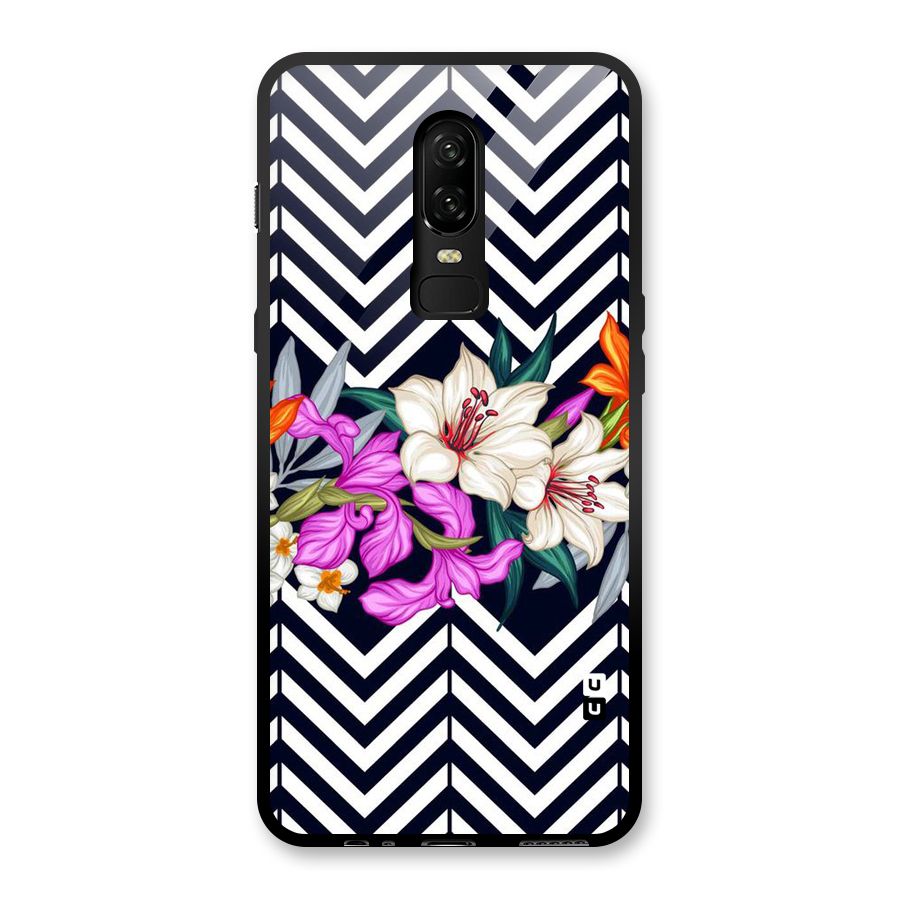 Artsy ZigZag Floral Glass Back Case for OnePlus 6