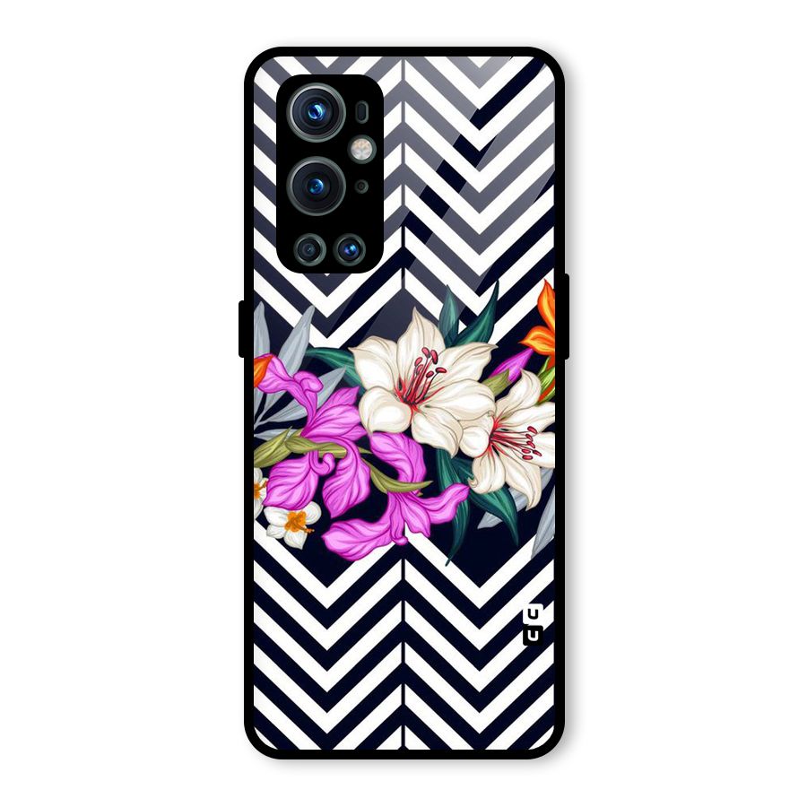 Artsy ZigZag Floral Glass Back Case for OnePlus 9 Pro