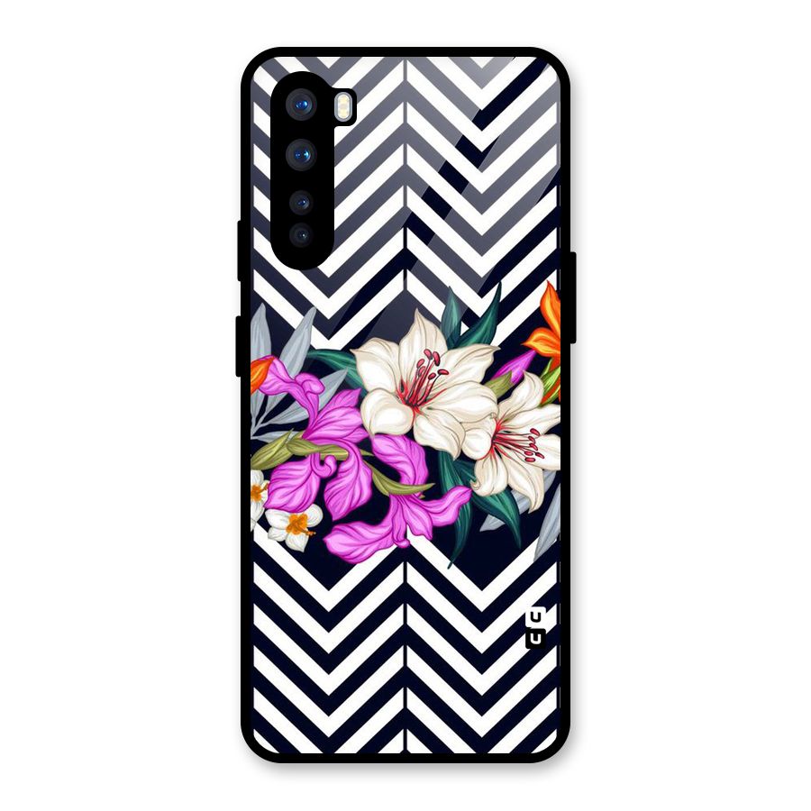 Artsy ZigZag Floral Glass Back Case for OnePlus Nord