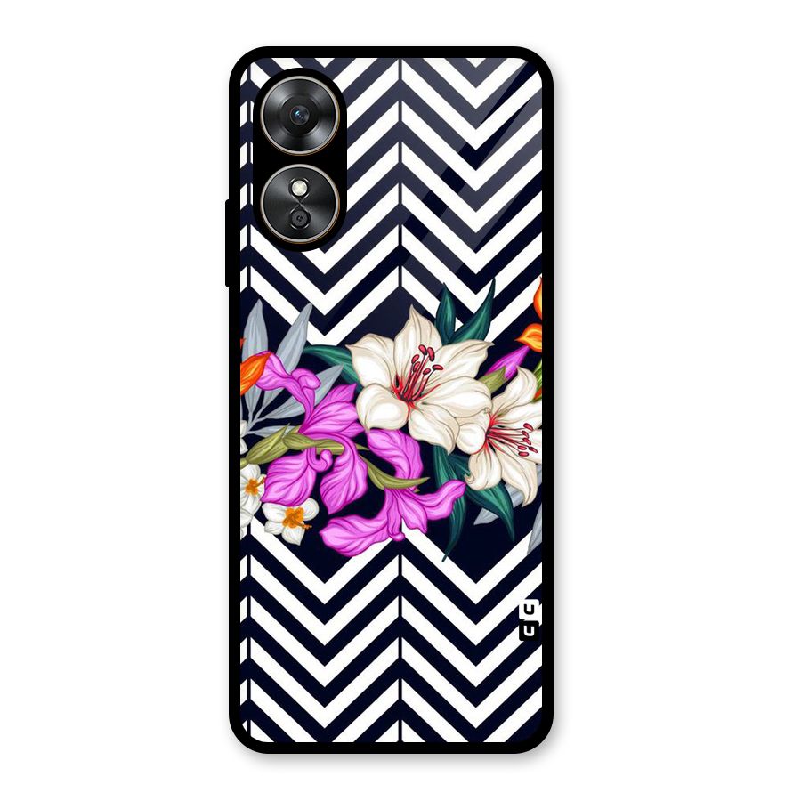 Artsy ZigZag Floral Glass Back Case for Oppo A17