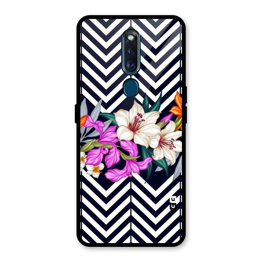 Artsy ZigZag Floral Glass Back Case for Oppo F11 Pro