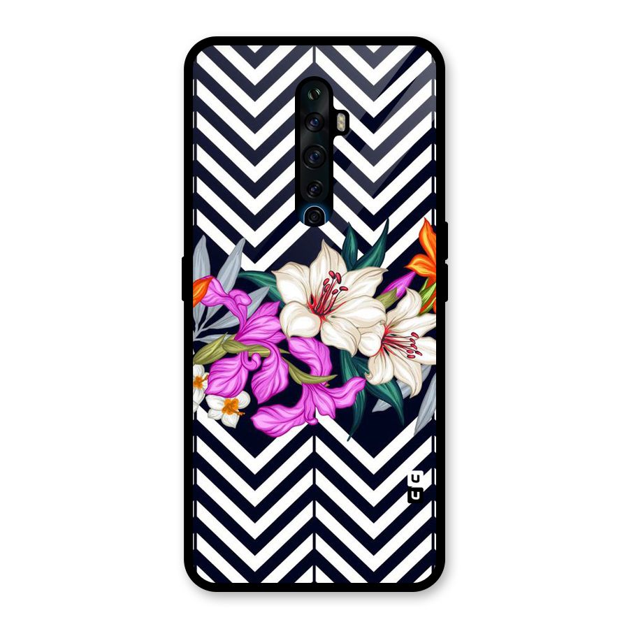 Artsy ZigZag Floral Glass Back Case for Oppo Reno2 F