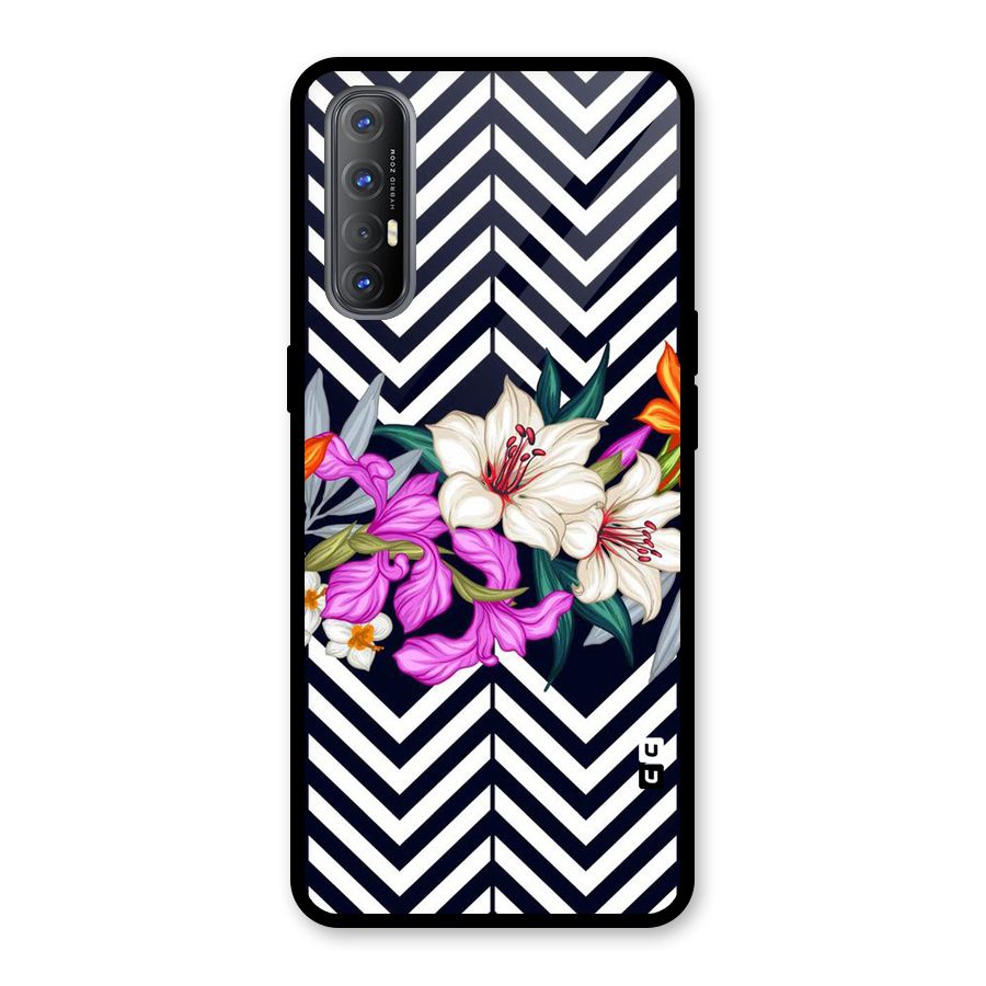 Artsy ZigZag Floral Glass Back Case for Oppo Reno3 Pro