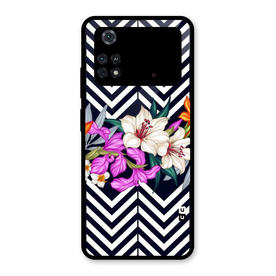 Artsy ZigZag Floral Glass Back Case for Poco M4 Pro 4G