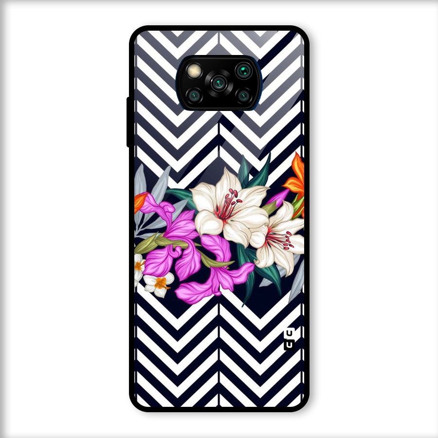 Artsy ZigZag Floral Glass Back Case for Poco X3
