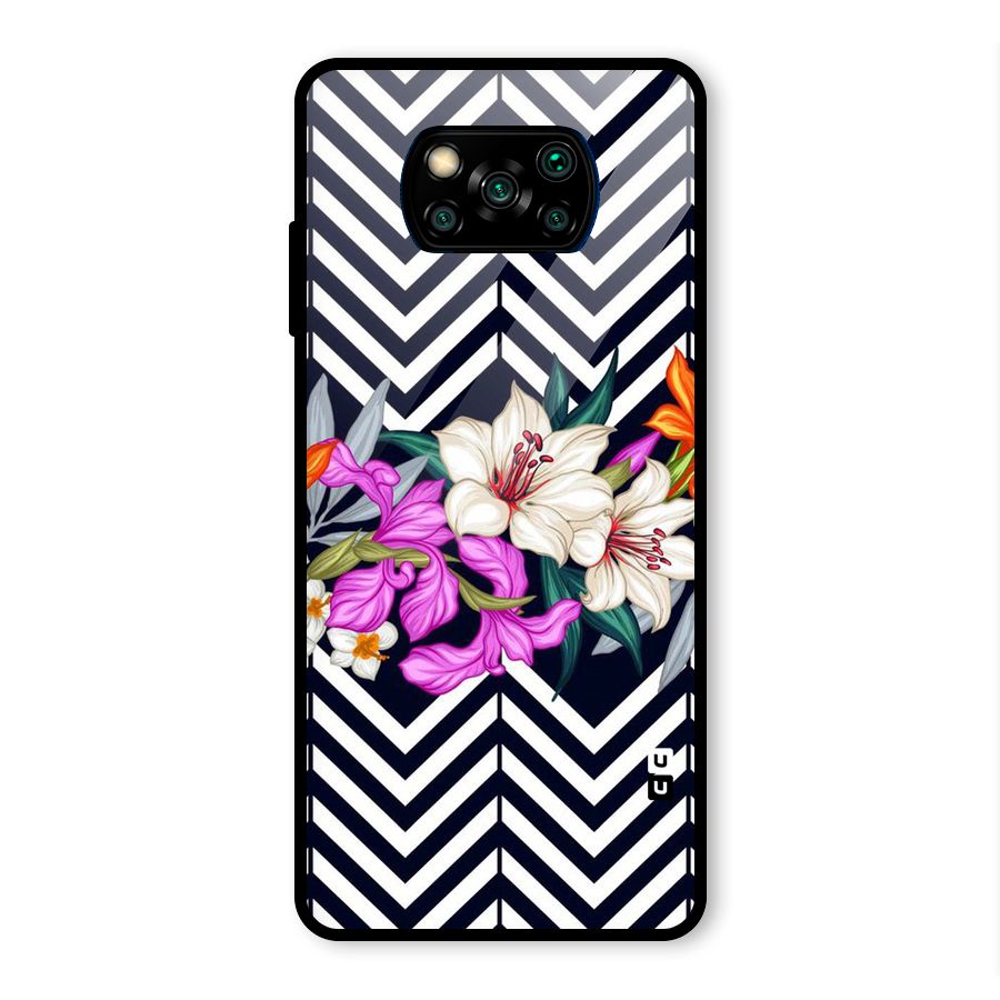 Artsy ZigZag Floral Glass Back Case for Poco X3 Pro