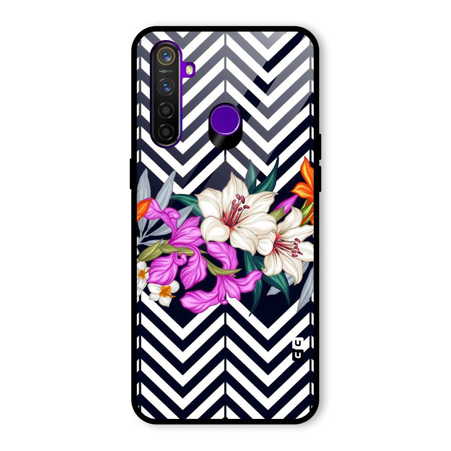 Artsy ZigZag Floral Glass Back Case for Realme 5 Pro