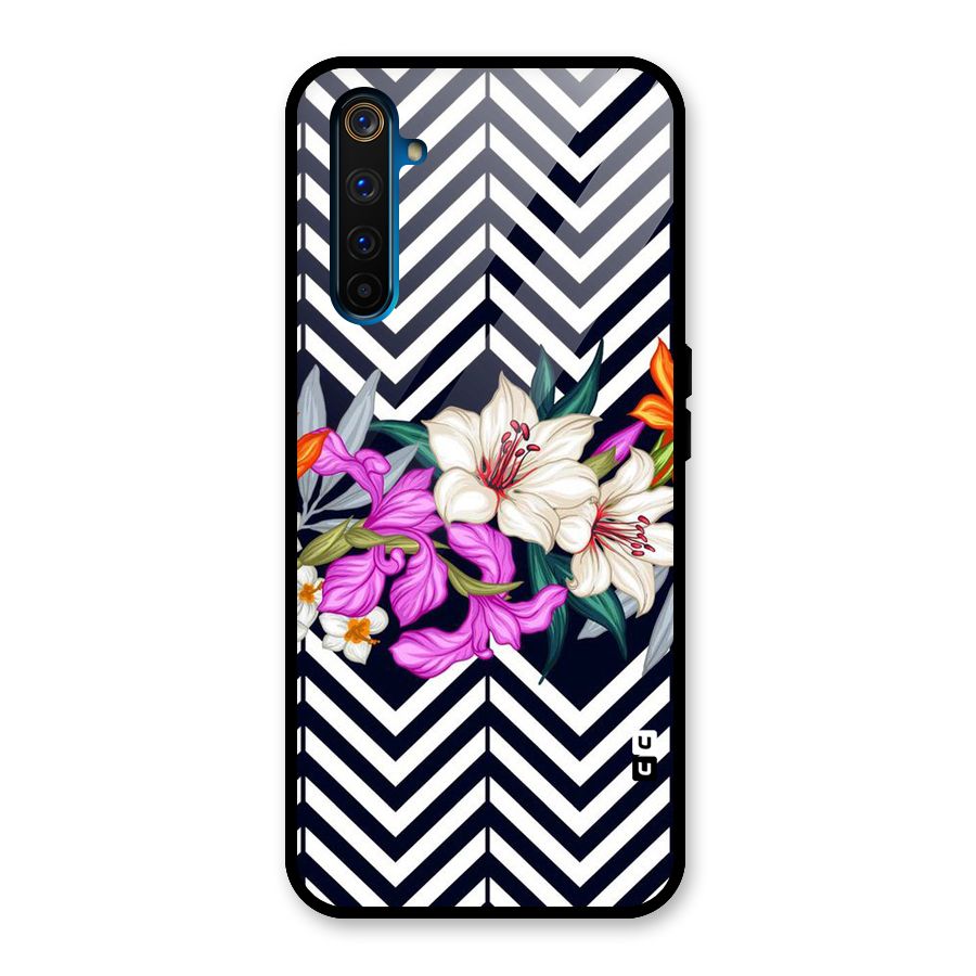 Artsy ZigZag Floral Glass Back Case for Realme 6 Pro