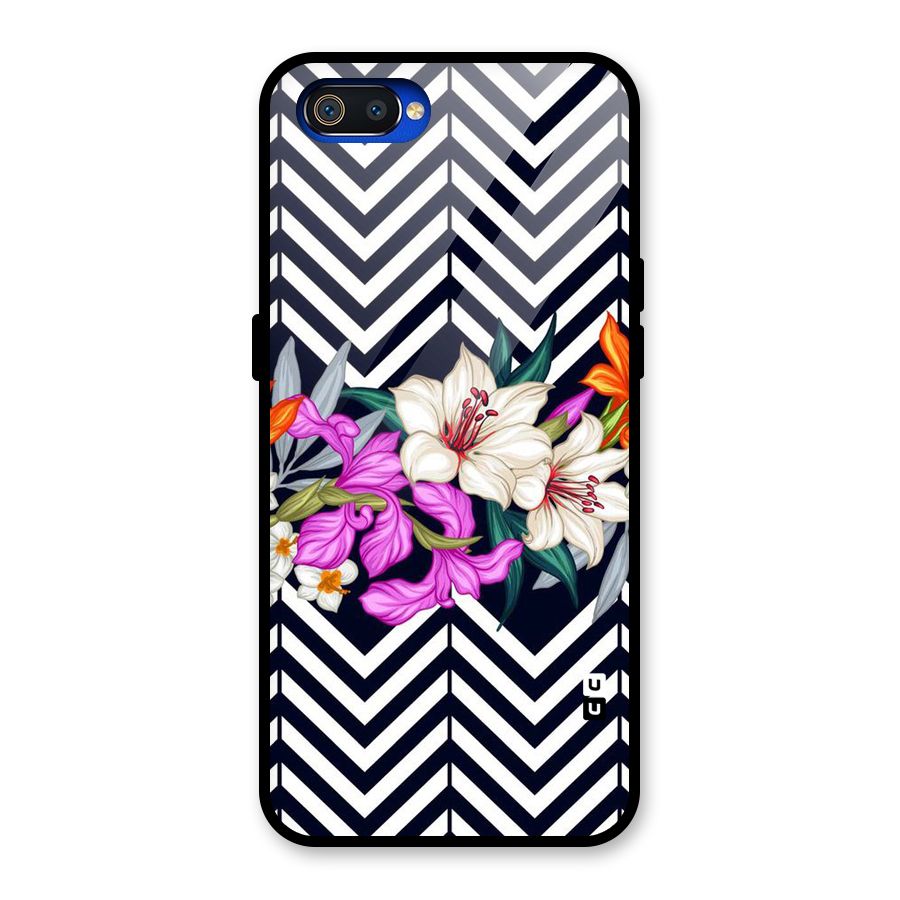 Artsy ZigZag Floral Glass Back Case for Realme C2
