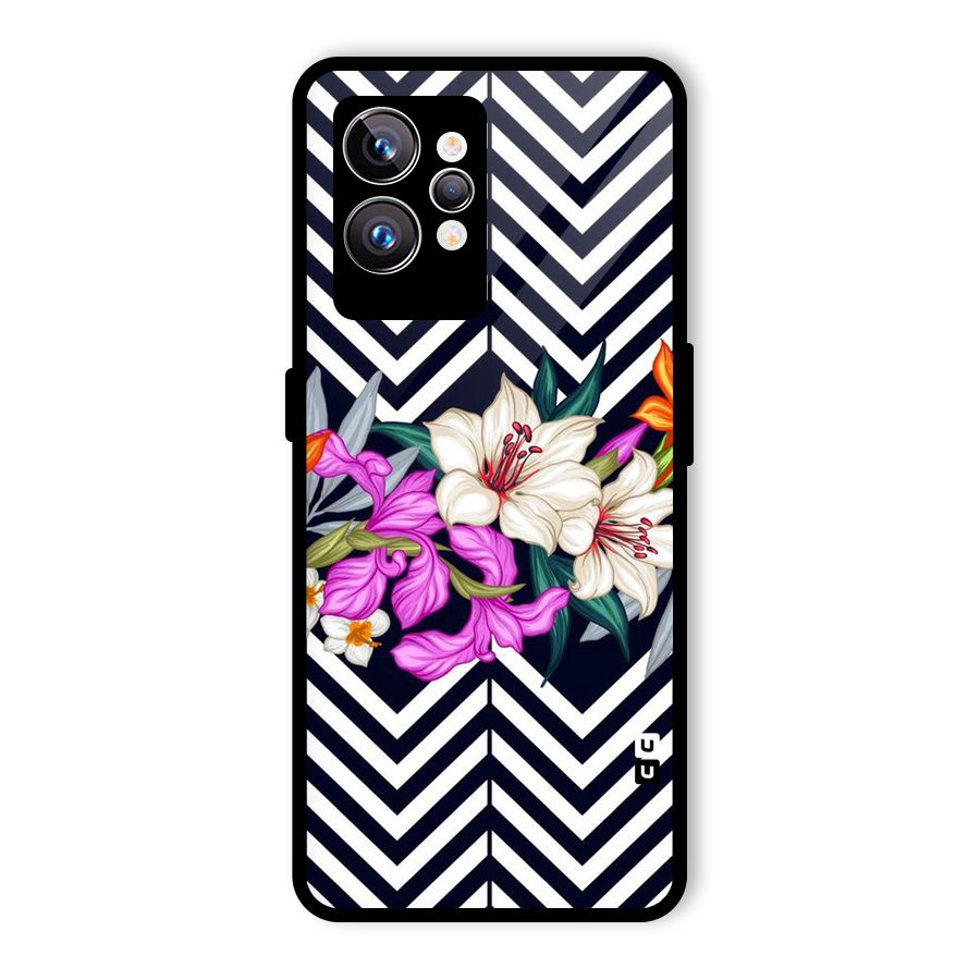 Artsy ZigZag Floral Glass Back Case for Realme GT2 Pro