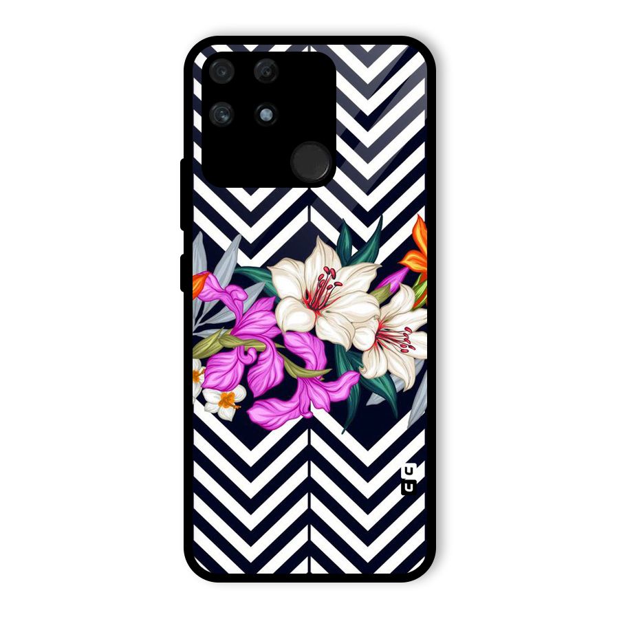 Artsy ZigZag Floral Glass Back Case for Realme Narzo 50A