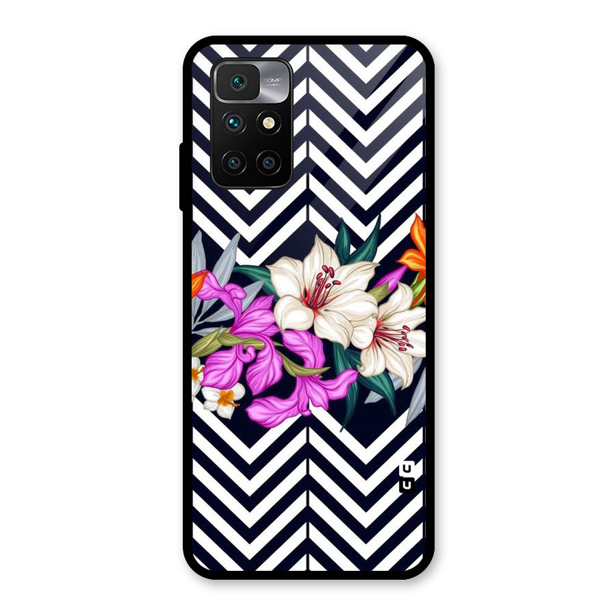 Artsy ZigZag Floral Glass Back Case for Redmi 10 Prime