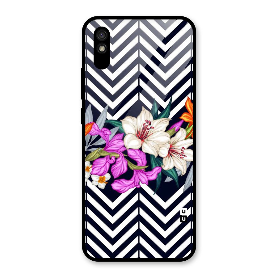 Artsy ZigZag Floral Glass Back Case for Redmi 9A