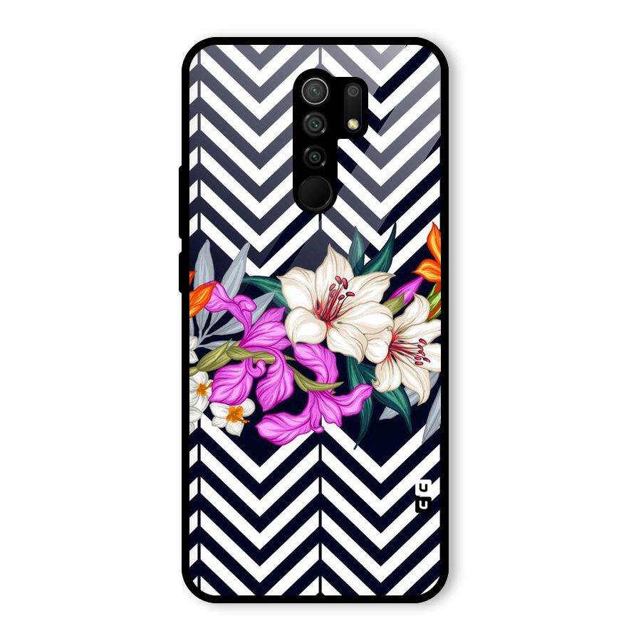 Artsy ZigZag Floral Glass Back Case for Redmi 9 Prime