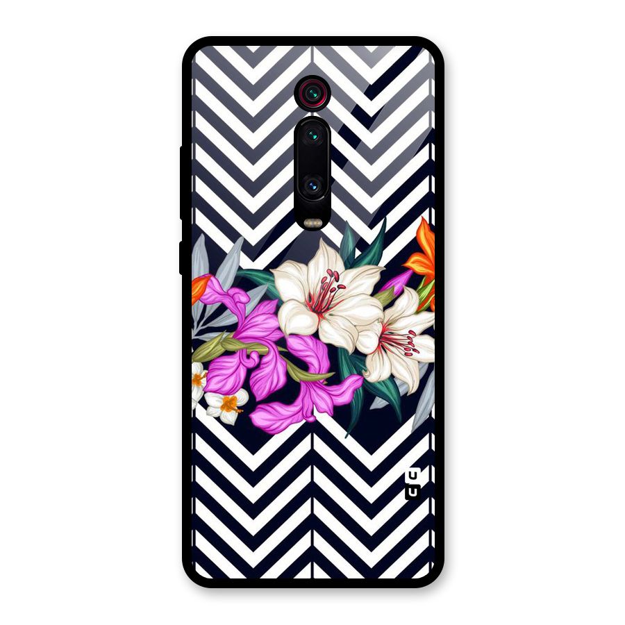 Artsy ZigZag Floral Glass Back Case for Redmi K20 Pro