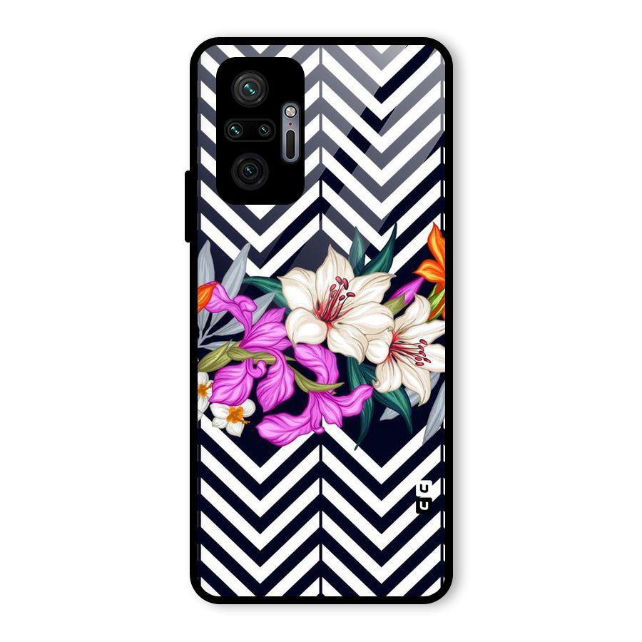 Artsy ZigZag Floral Glass Back Case for Redmi Note 10 Pro Max