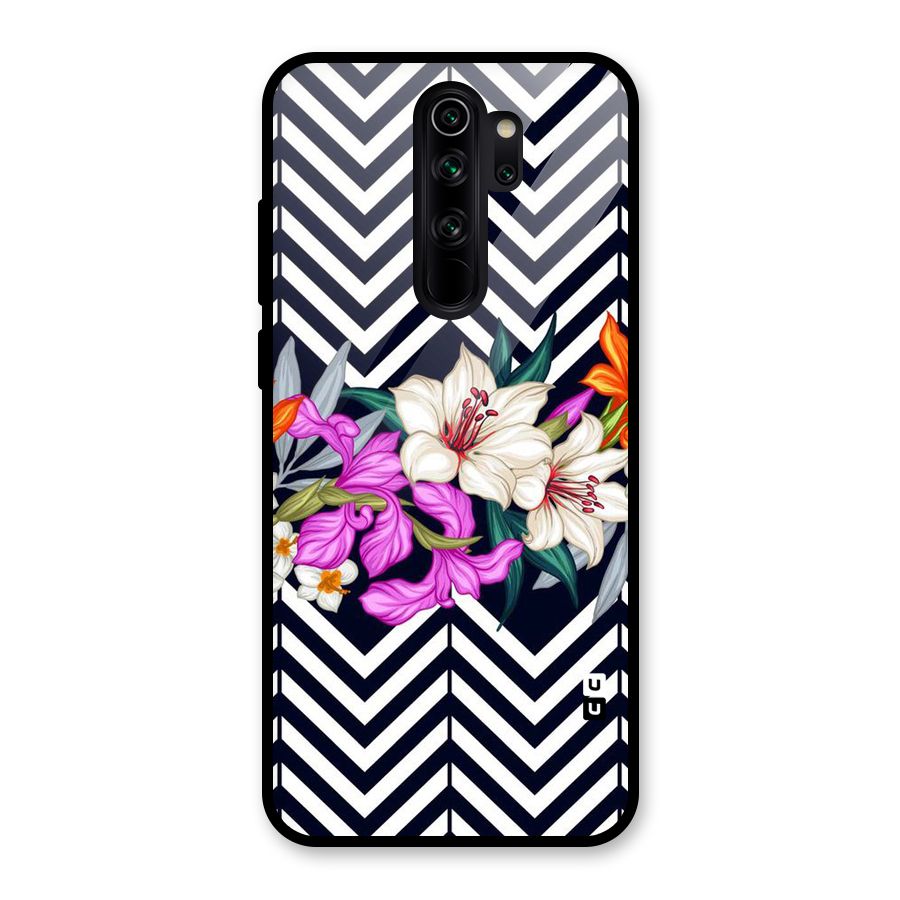 Artsy ZigZag Floral Glass Back Case for Redmi Note 8 Pro