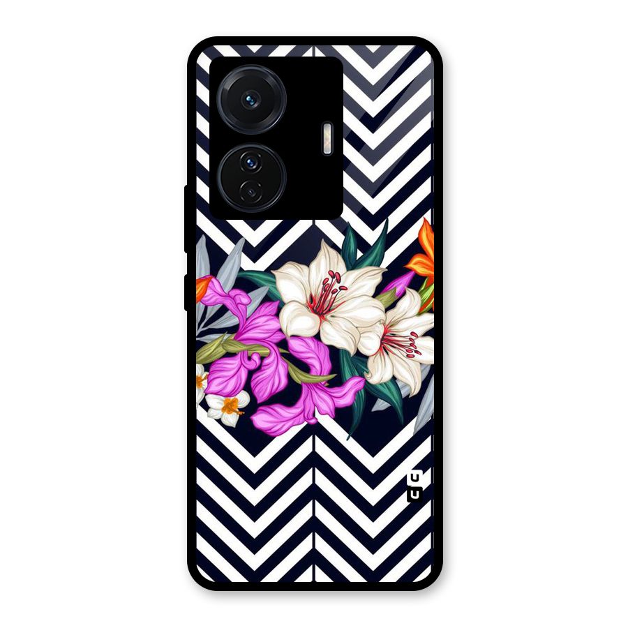 Artsy ZigZag Floral Glass Back Case for Vivo T1 Pro