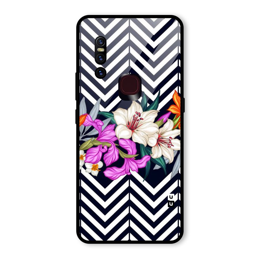 Artsy ZigZag Floral Glass Back Case for Vivo V15
