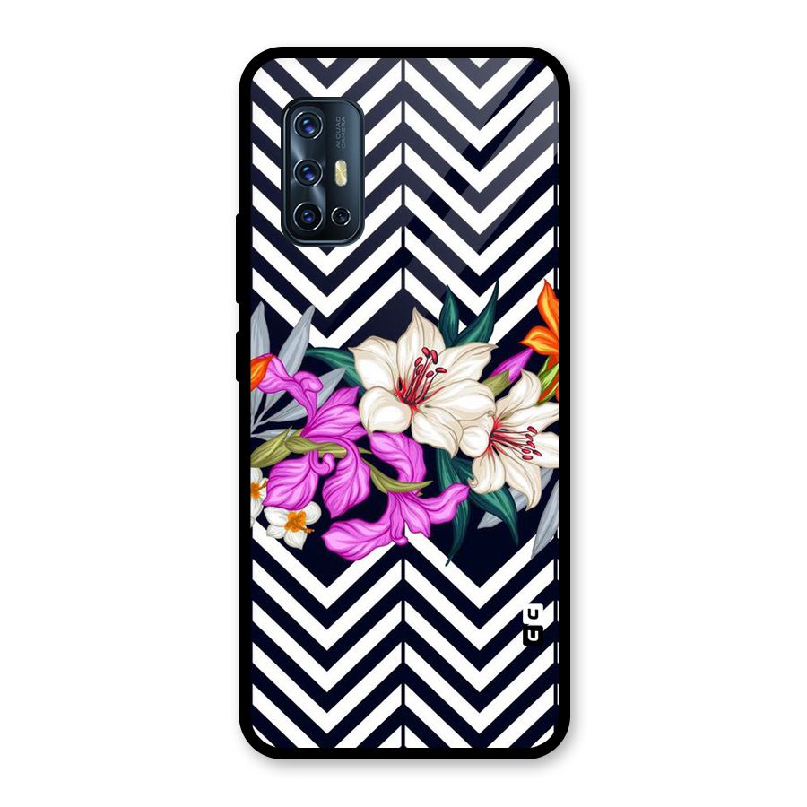 Artsy ZigZag Floral Glass Back Case for Vivo V17