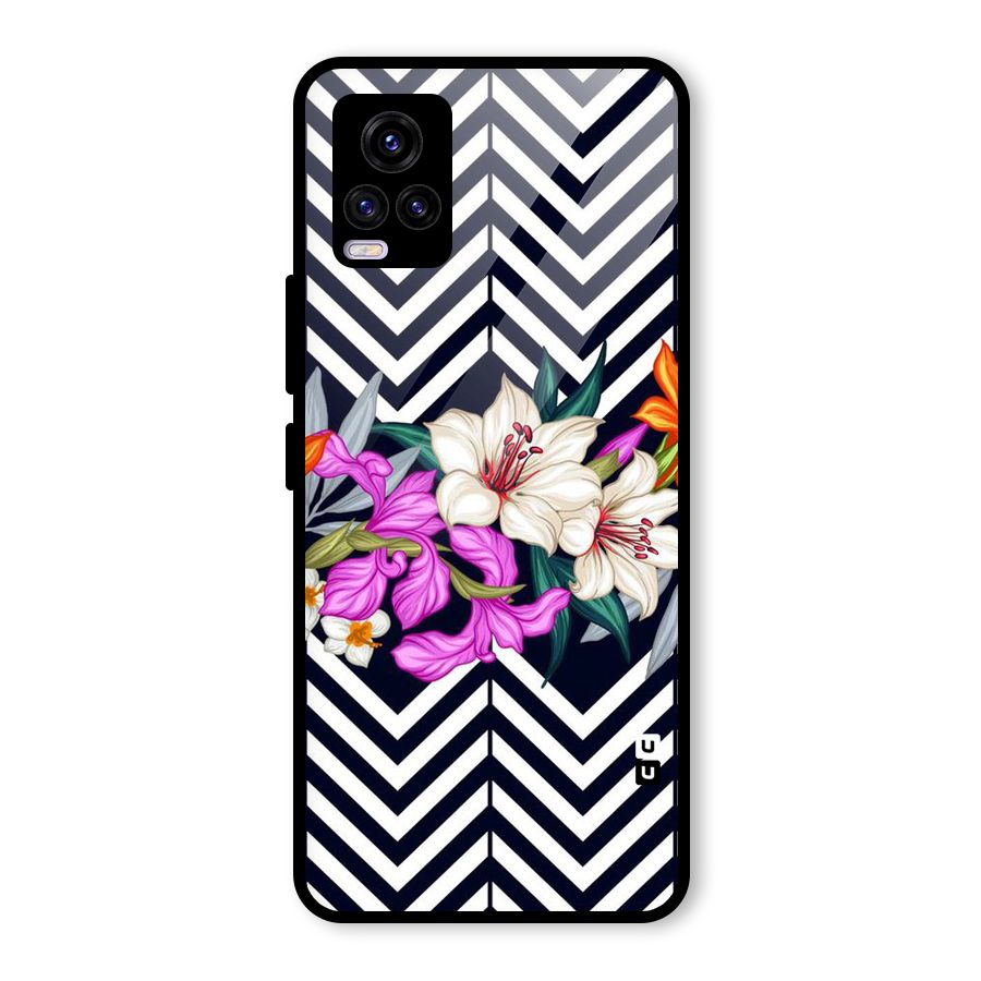 Artsy ZigZag Floral Glass Back Case for Vivo V20