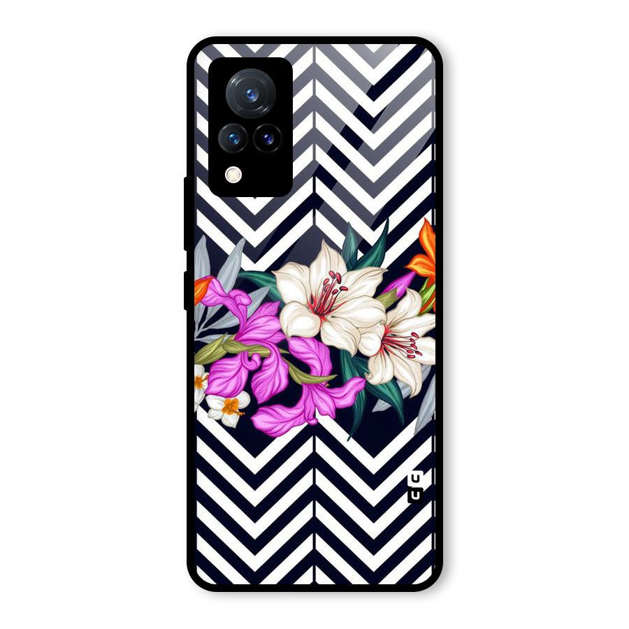 Artsy ZigZag Floral Glass Back Case for Vivo V21 5G