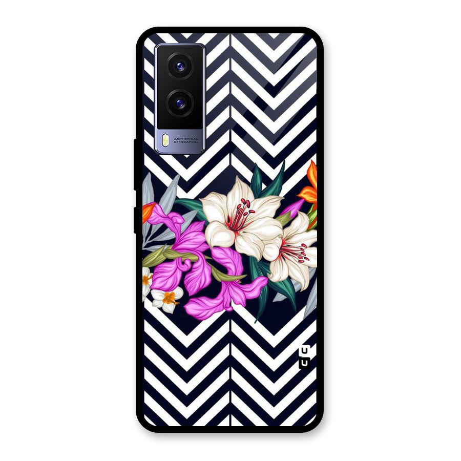 Artsy ZigZag Floral Glass Back Case for Vivo V21e 5G