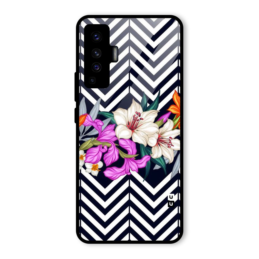 Artsy ZigZag Floral Glass Back Case for Vivo X50
