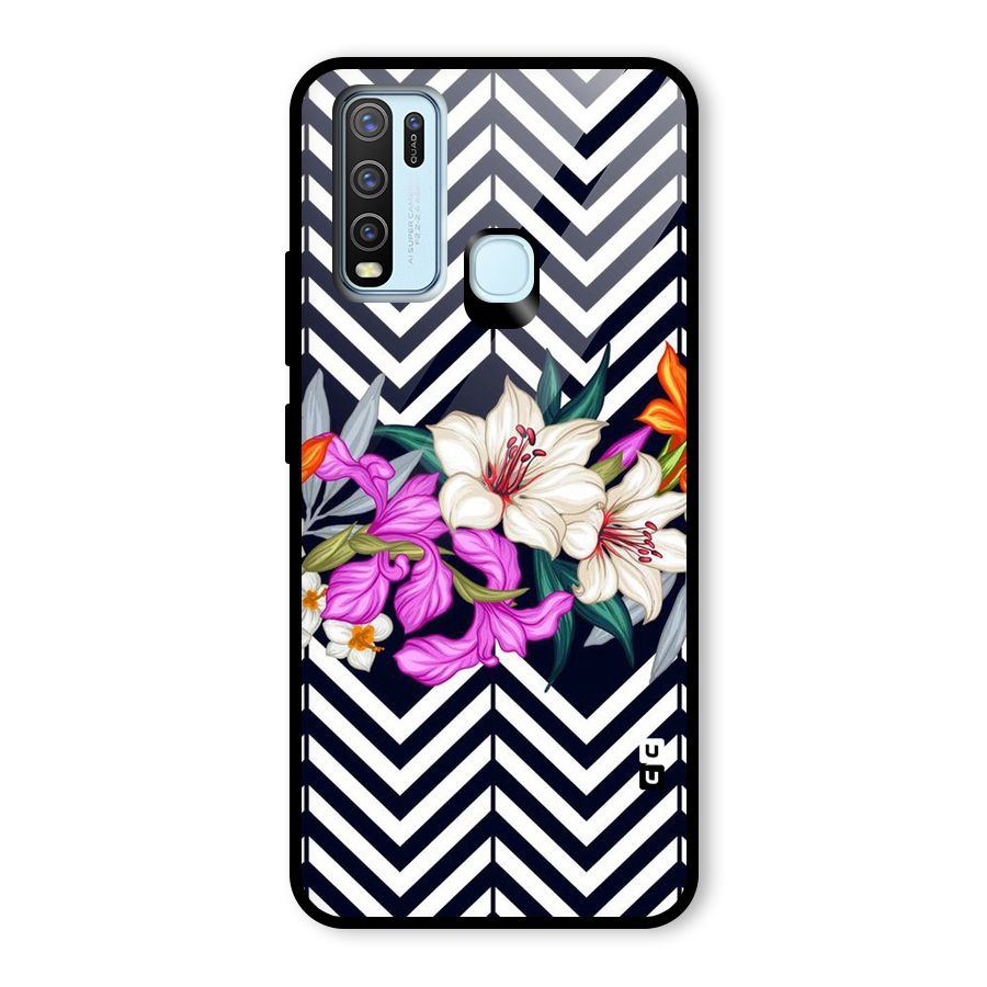 Artsy ZigZag Floral Glass Back Case for Vivo Y30
