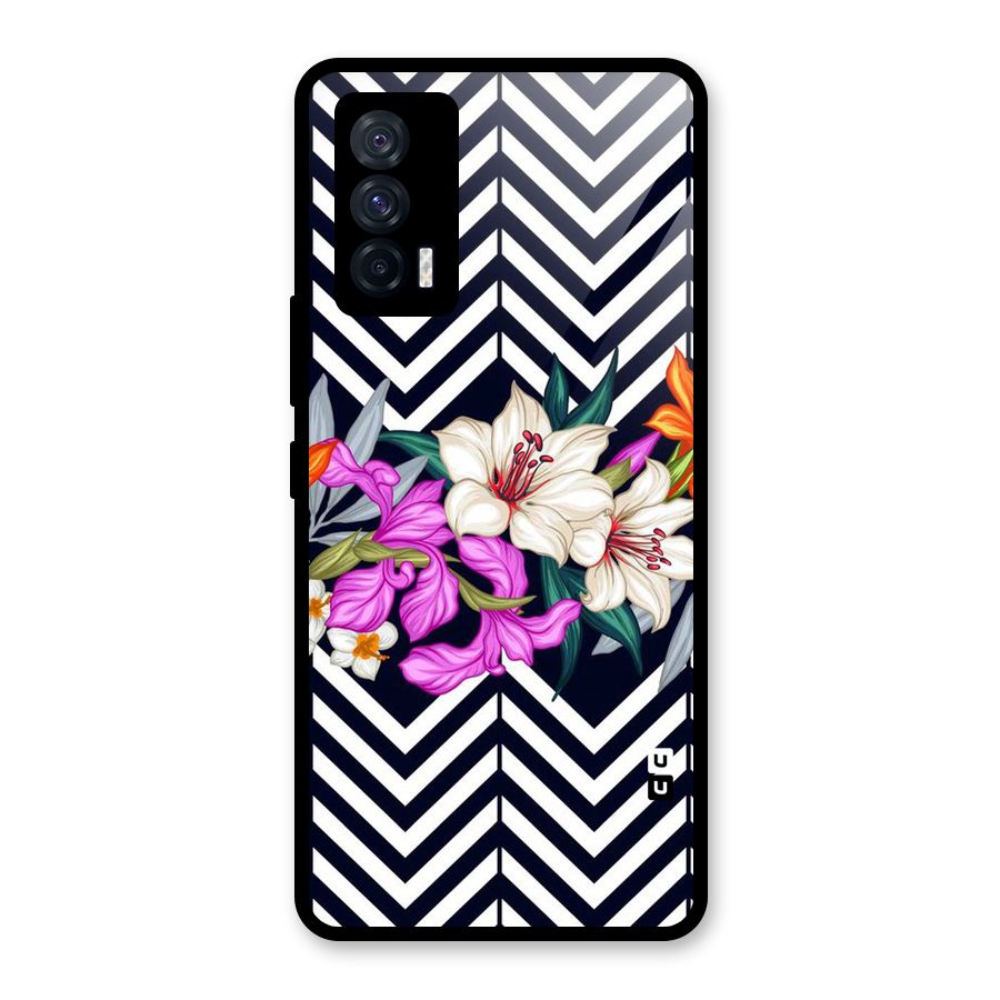 Artsy ZigZag Floral Glass Back Case for Vivo iQOO 7 5G