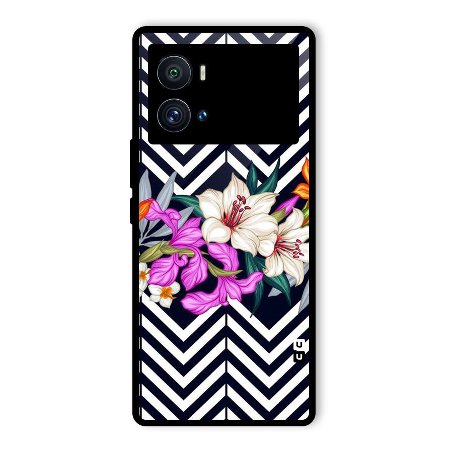 Artsy ZigZag Floral Glass Back Case for Vivo iQOO 9 Pro