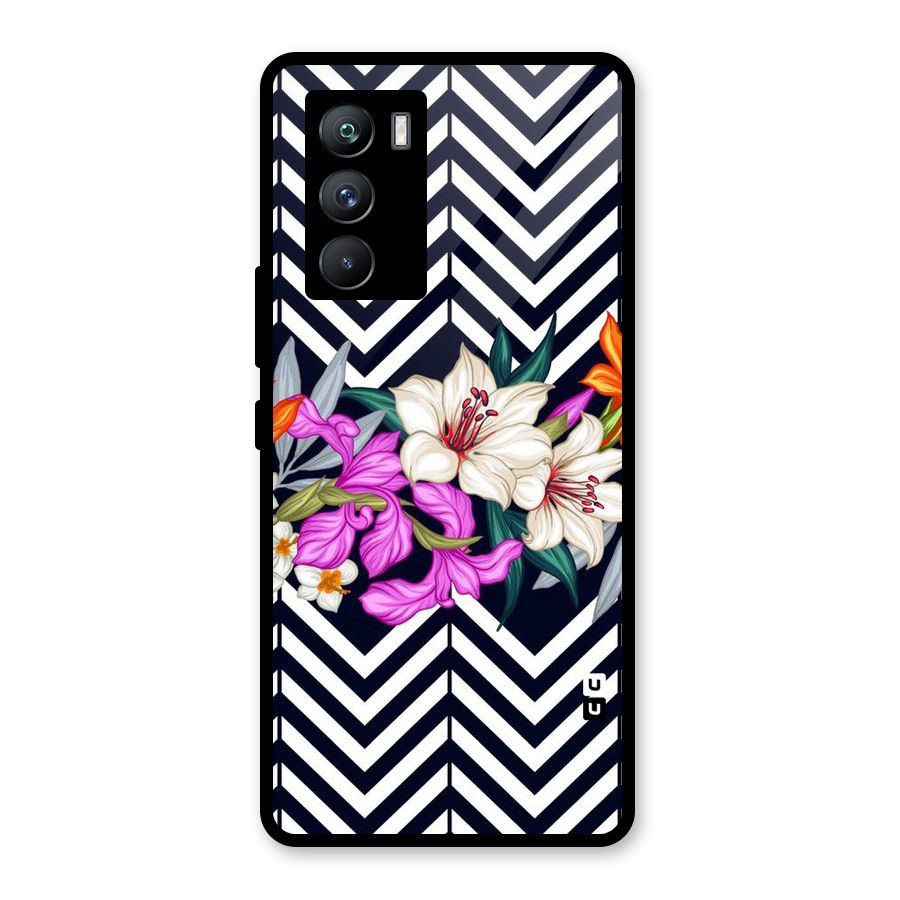 Artsy ZigZag Floral Glass Back Case for Vivo iQOO 9 SE